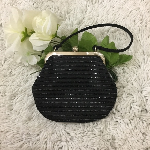 Liz Claiborne Handbags - Liz Claiborne Black Beaded Mini Evening Bag NWOT